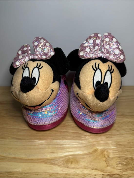 Disney Other - Disney Minnie Mouse Toddler Girls Slipper 5-6 Pink Sequin House Shoes Loungewear